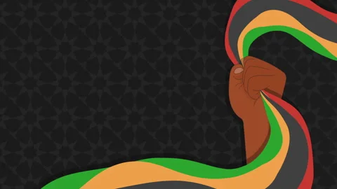 Celebrating Juneteenth background animation. Hand hold flag. June 19 Stock Footage 243296529