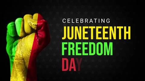 Celebrating Juneteenth freedom day background 4k animation with fist Stock Footage 241791907