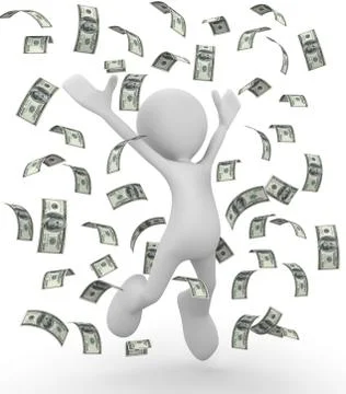 Celebrating money bills 3d illustration Ilustração Stock