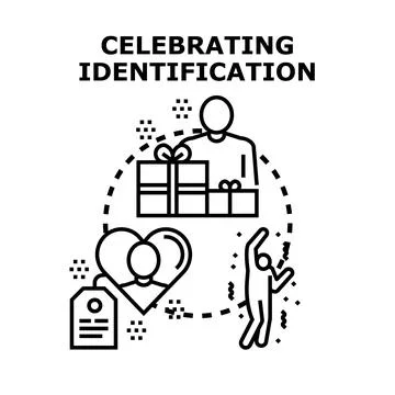 Celebrating personal identification, giving presents, and feeling joy Stock Illustration