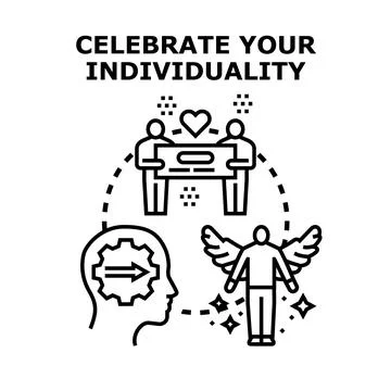 Celebrating personal individuality with creative self expression concept Stock Illustration