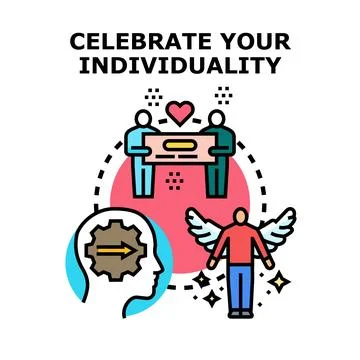 Celebrating personal individuality with creative self expression concept Stock Illustration