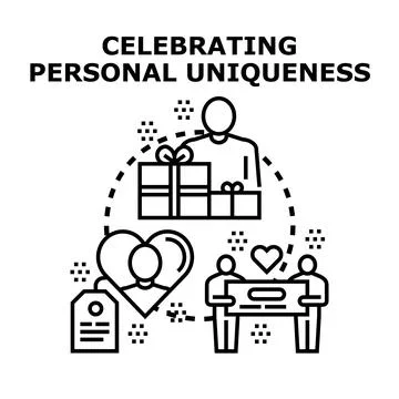 Celebrating personal uniqueness and self love concept Stock Illustration
