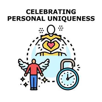 Celebrating personal uniqueness development journey evolution Stock Illustration
