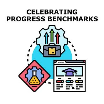 Celebrating progress benchmarks achieving business success 스톡 일러스트