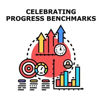 Celebrating progress benchmarks achieving business goals vector Stock Illustration