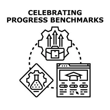 Celebrating progress benchmarks achieving business success Stock Illustration