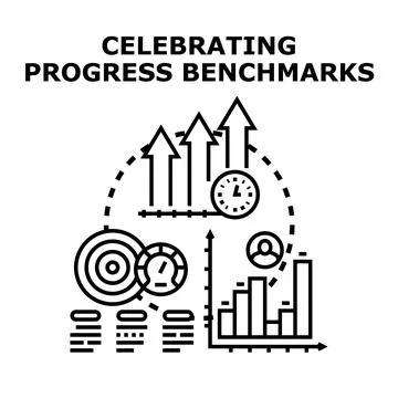 Celebrating progress benchmarks achieving business goals vector Stock Illustration