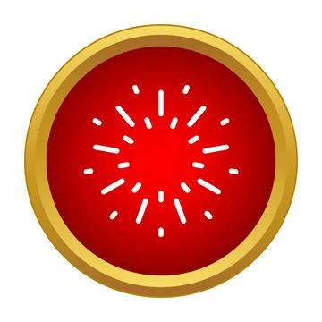 Celebrating red festive button with starburst explosion icon Stock Illustration