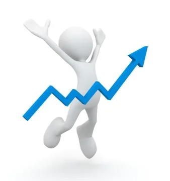 Celebrating rising graph concept 3d illustration Stock Illustration