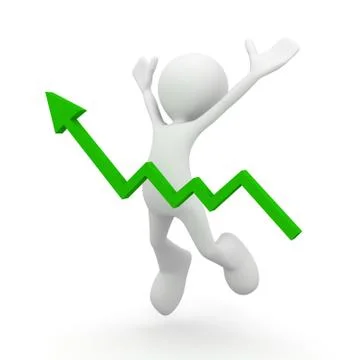 Celebrating rising graph concept   3d illustration Stock Illustration