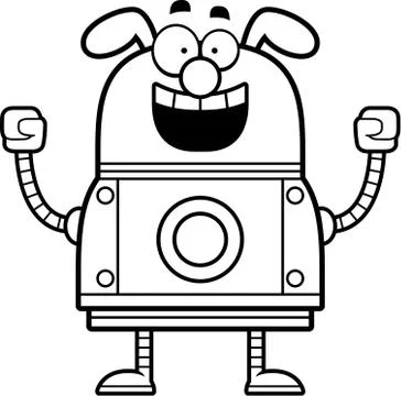 Celebrating Robot Dog Stock Illustration