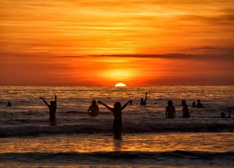 Celebrating the sunset Stock Photos