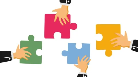 Celebrating teamwork with puzzles to be put together Stock Footage 330759009