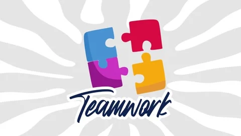Celebrating teamwork with puzzles to be put together Stock Footage 330759018