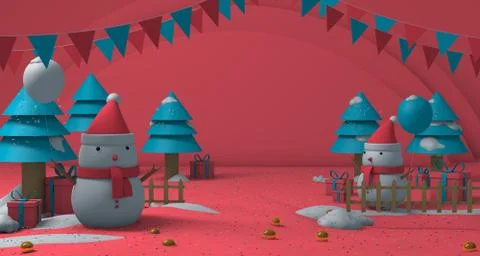 Celebrating of two snow mans Stock Illustration