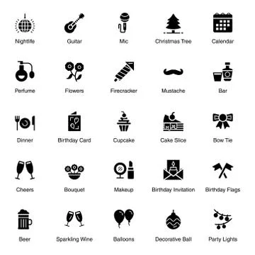 Celebration Accessories Solid vectors Stock Illustration