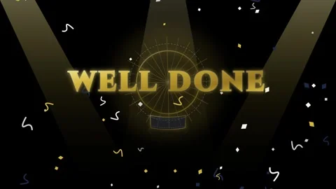 Celebration of achievement with well done text and confetti background Stock Footage 344596096