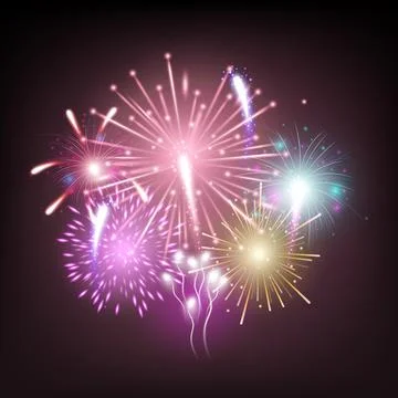 Celebration and holiday firework element, realistic vector illustration. Stock Illustration