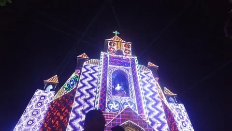 Celebration and light decoration at a church in Kerala Stock Footage