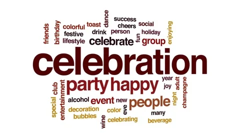 Celebration animated word cloud, text design animation. Stock Footage 75765238