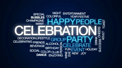 Celebration animated word cloud, text de... | Stock Video | Pond5