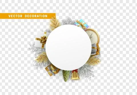 Celebration background. Christmas objects in shape of round. Stock Illustration
