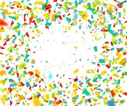 Celebration background with fly colorful confetti Stock Illustration