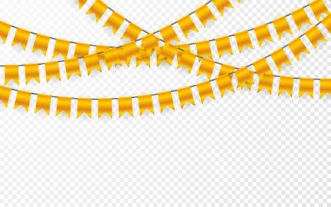 Celebration background  template with gold flag garland. Vector illustration. Stock Illustration