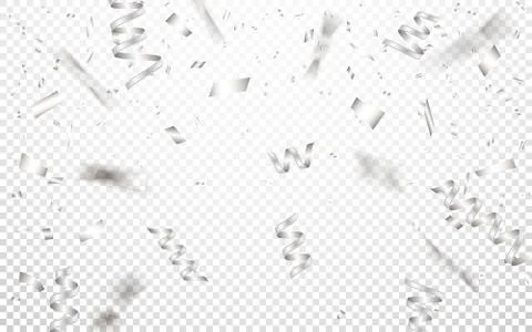 Celebration background template with silver confetti. Vector illustration. Stock Illustration