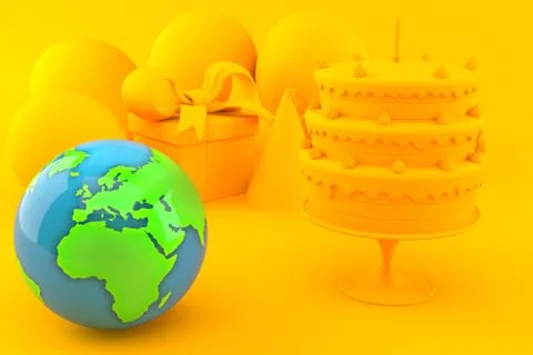 Celebration background with world globe Stock Illustration