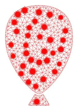 Celebration Balloon Wireframe Mesh Icon with Infection Nodes Illustrazione stock