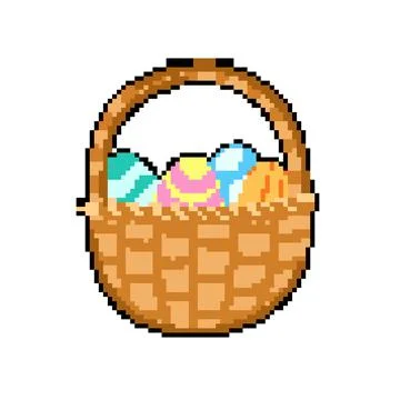 Celebration basket easter pixel art vector illustration Illustrazione stock