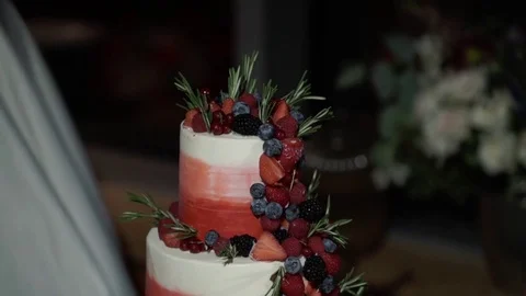 Celebration cake at the party Stock Footage 80791367