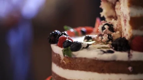 Celebration cake at the party Stock Footage 85561394