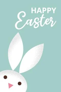 Celebration card for Happy Easter with rabbit and typography. Stock Illustration