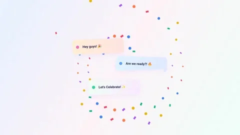 Celebration Chat Bubble UI Animation with Confetti Explosion Stock Footage 337790102
