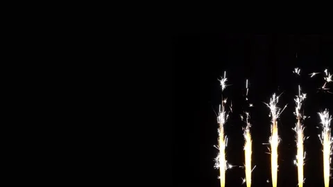 Celebration concept. Frame for festive video. Burning bengal fountains candle Stock-Footage 147570221