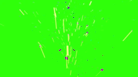 Celebration Confetti Canon Explosion Effect on Green Background Stock Footage 165073803