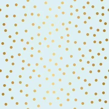 Celebration Confetti, Seamless pattern, golden dots on light blue background Stock Illustration