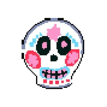 Celebration dead day skull pixel art vector illustration Stock Illustration