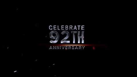 Celebration Design Showing Ninety Second Anniversary Text With Sparkle Effect Stock Footage 343669308