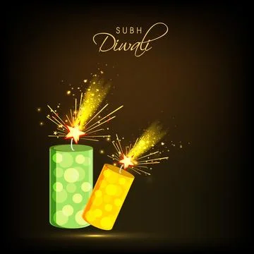 Celebration of Diwali with exploding crackers. Stockillustratie