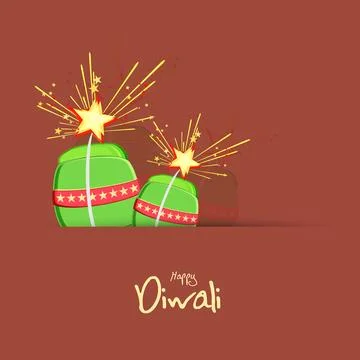 Celebration of Diwali with exploding crackers. Illustrazione stock