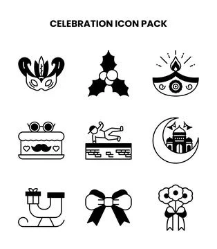 Celebration DuoTone Vector Icons Pack Stock Illustration