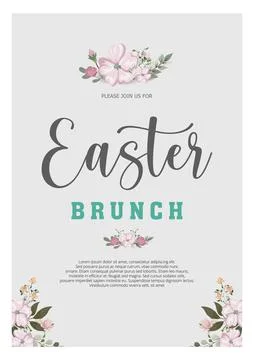 Celebration Easter day with eggs and flowers. Brunch Easter day Stock Illustration
