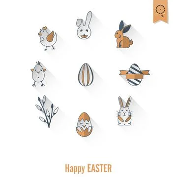 Celebration Easter Icons Celebration Easter Icons. Vector. Clean Work Mini... Foto stock