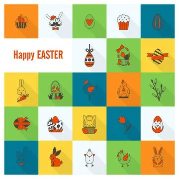 Celebration Easter Icons Celebration Easter Icons. Vector. Clean Work Mini... Stock Photos