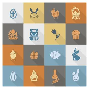 Celebration Easter Icons Celebration Easter Icons. Vector. Clean Work Mini... Foto stock