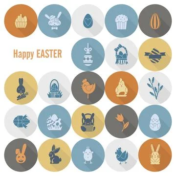 Celebration Easter Icons Celebration Easter Icons. Vector. Clean Work Mini... Foto stock